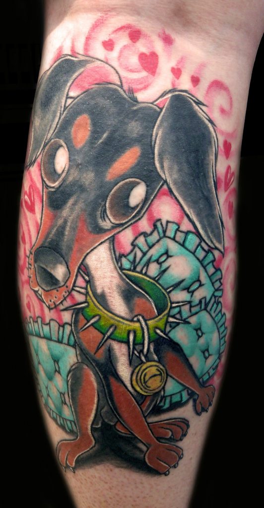 Spoiled Dobie by Spiro at Artistic Impressions Tattoo Studio located in Katy, Texas