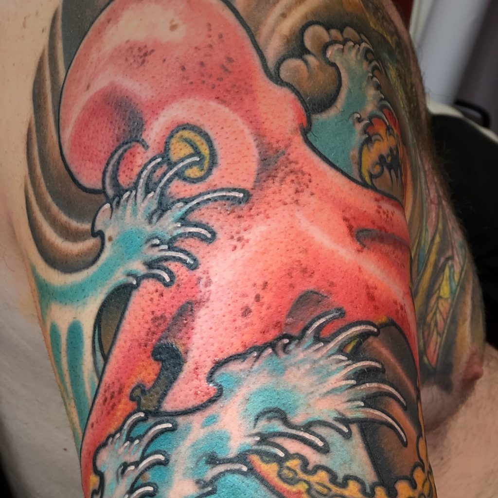 Japanese Octopus by Spiro at Artistic Impressions Tattoo Studio located in Katy, Texas