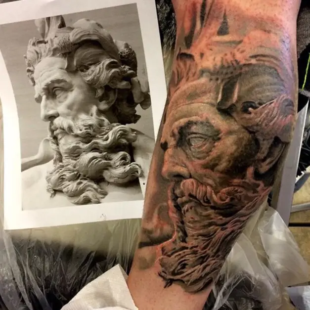 Poseidon by Spiro at Artistic Impressions Tattoo Studio located in Katy Texas
