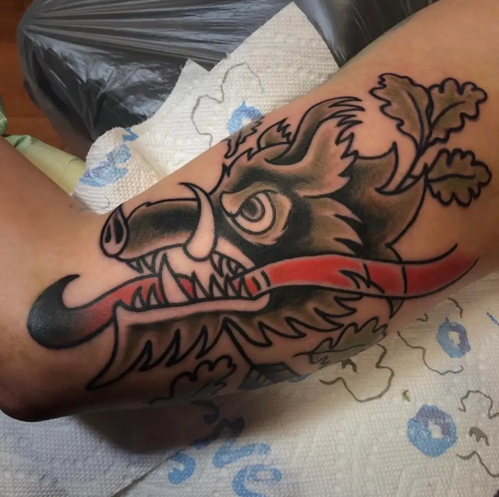 Traditional Hog by Spiro at Artistic Impressions Tattoo Studio located in Katy, Texas