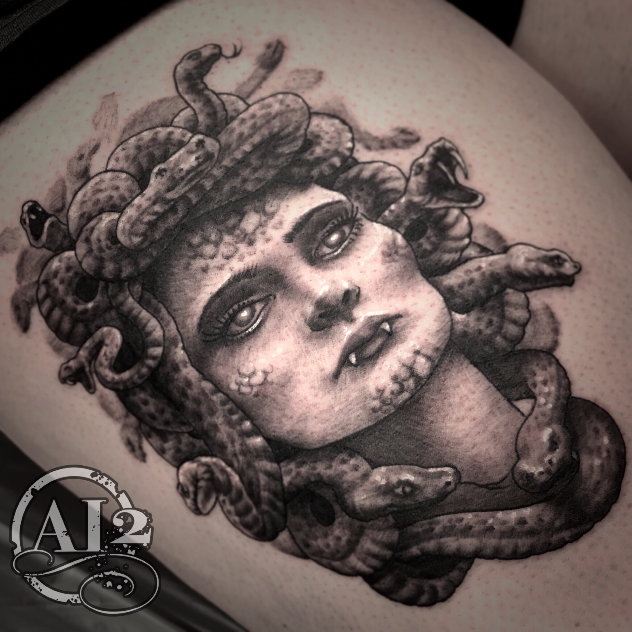 Tattoo uploaded by Tattoodo • Tattoo by Todd Noble #ToddNoble #snaketattoo # snake #reptile #animal #nature #lady #Ladyhead #medusa #traditional #color  #cobra • Tattoodo
