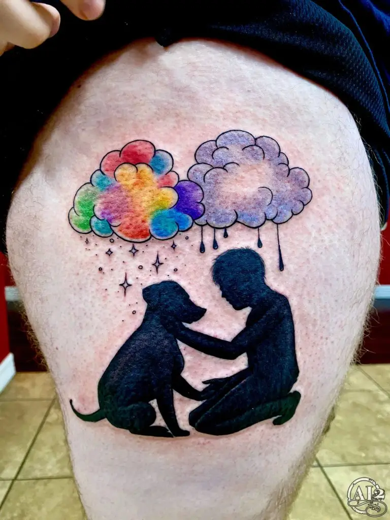 collector with memorial tattoo for dog