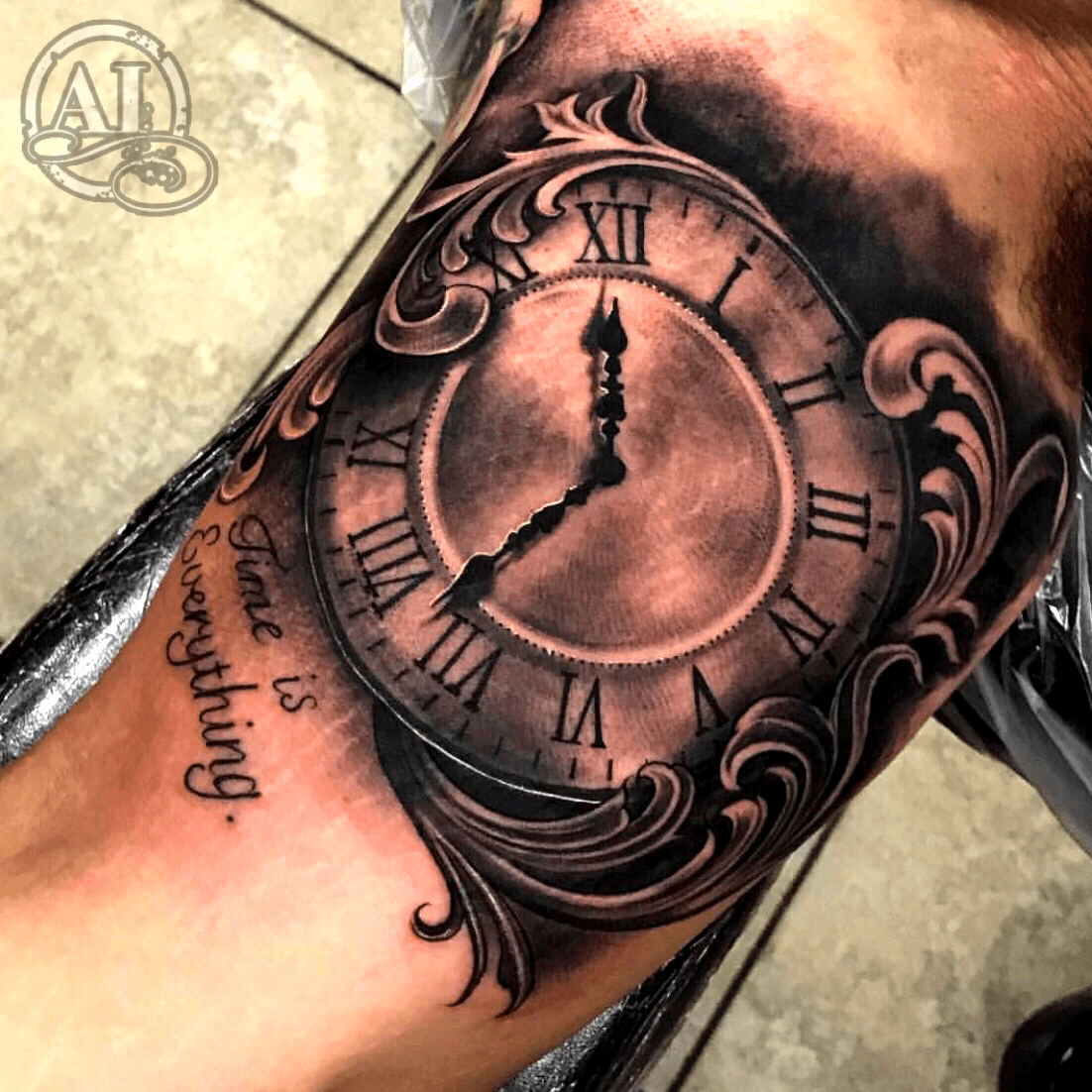 Antique Clock Tattoo