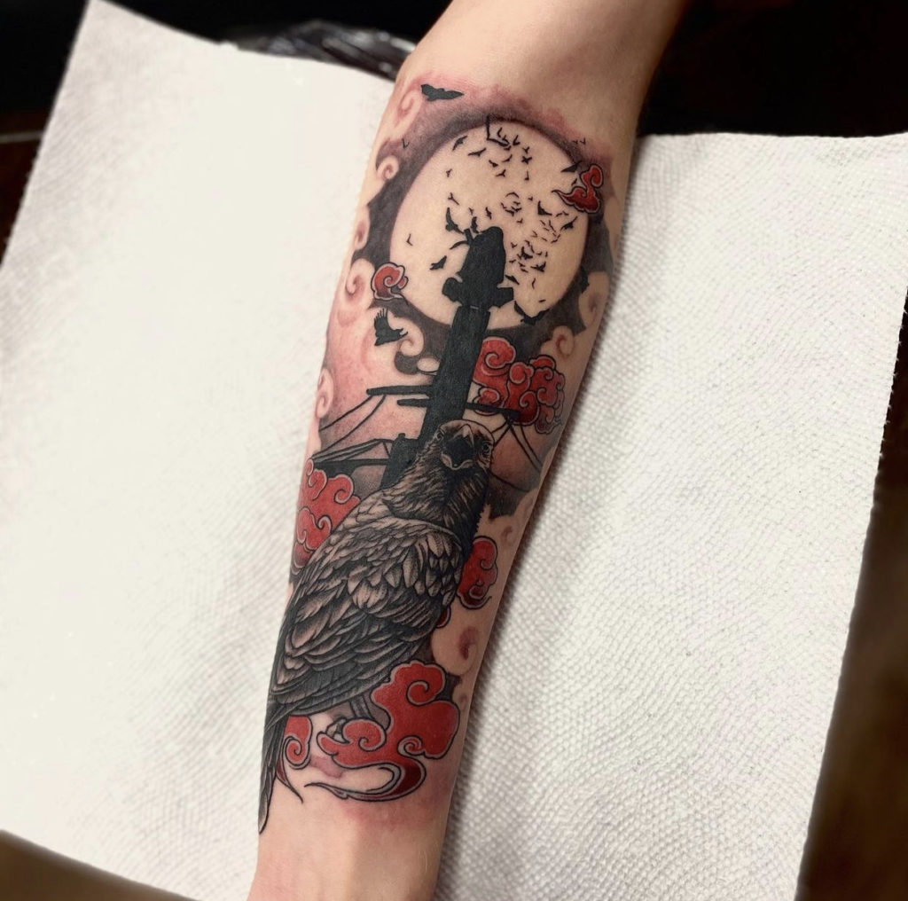 a Naruto Tattoo done by Nick at Artistic Impressions Tattoo Studio in Katy, Texas