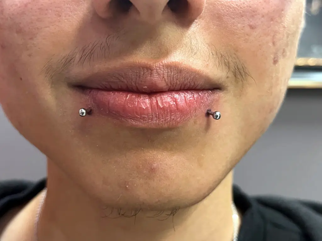 Lip piercings by Cadin Rose at Artistic Impressions Tattoo Studio located in Katy, Texas