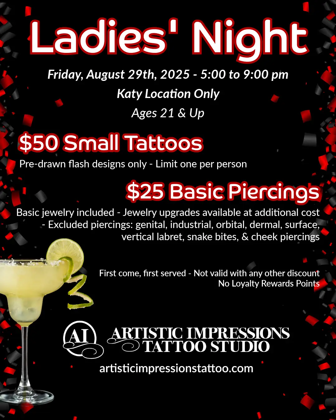 ArtisticImpressions Tattoo STudio The Best Tattoo Shop in Katy and Houston! Ladies Night 2025!!