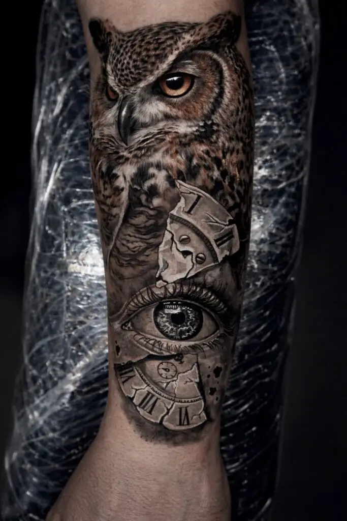 Gabriel tattooed this awesome Owl at Artistic Impressions Tattoo Studio in Katy, Texas