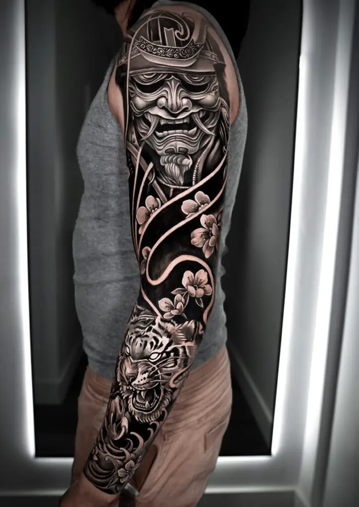 Gabriel tattooed this Japanese sleeve at Artistic Impressions Tattoo Studio in Katy, Texas