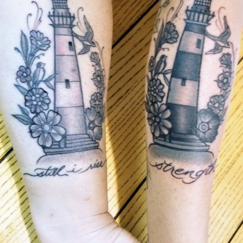 Got to tattoo this cool lighthouse/clock piece as a memorial for my  client's parents. Her father worked on clocks for a living, and her... |  Instagram
